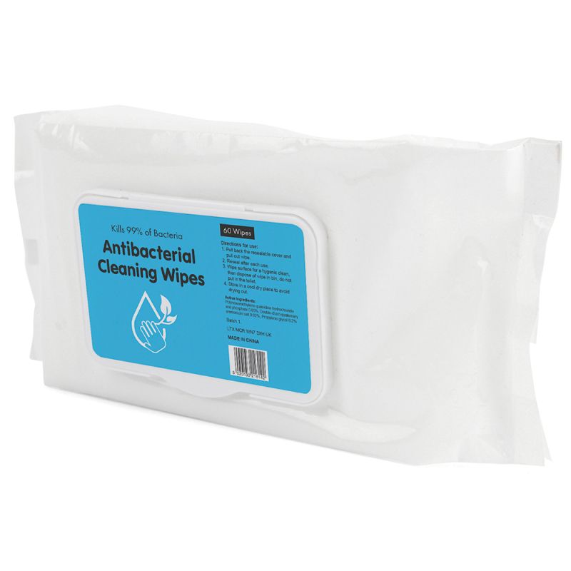 Antibacterial Cleaning Wipes 60 Pack Resealable RRP £3.99 CLEARANCE XL 39p or 3 for 99p